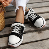 Contrast Trim Round Toe Platform Canvas Sneakers