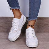 Lace-Up Suedette Flat Sneakers