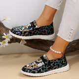 Sunflower Pattern Flat Loafers