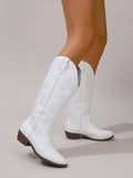 Star Point Toe Block Heel Boots