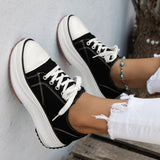 Contrast Trim Round Toe Platform Canvas Sneakers