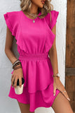 Textured Smocked Waist Layered Dress