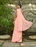 Peach Georgette Saree with Readymade Blouse