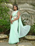 Sky blue Georgette Saree with Readymade Blouse
