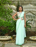 Sky blue Georgette Saree with Readymade Blouse