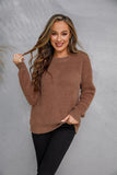 Dropped Shoulder Round Neck Fuzzy Sweater