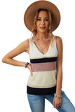 Color Block V-Neck Rib-Knit Tank