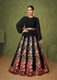 Black Heavy Designer Wear Wedding/Party Style Real Georgette Lehenga Suit