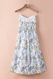 Floral Spaghetti Strap Tiered Midi Dress