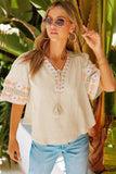 Bohemian Tassel Half Puff Sleeve Top