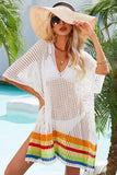 Rainbow Stripe Openwork Slit Cover-Up