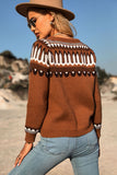 Sweet and Casual Patterned Round Neck Sweater