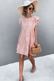 Gingham Ruffle Shoulder Tiered Dress