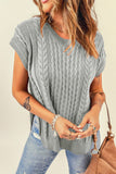 Cable-Knit Side Slit Sweater Vest