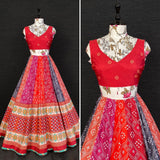 Red Color Printed Silk Lehenga Set With Muslin Silk Dupatta