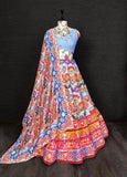 Sky Blue Color Digital Printed Silk Lehenga Choli