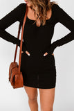 Halter Neck Long Sleeve Knit Dress