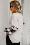 Mixed Print Curved Hem Knit Pullover