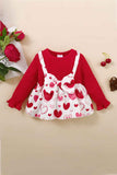 Girls Heart Print Bow Detail Sweater and Flare Pants Set