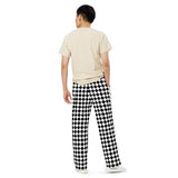 Black and White checkers old style unisex wide-leg pants