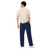 Plain blue stylish comfy unisex wide-leg pants