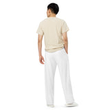 Plain white unisex comfy wide-leg pants