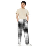 Black and White checkers old style unisex wide-leg pants