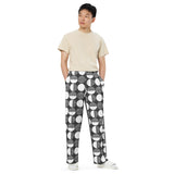 Geometric pattern comfy style unisex wide-leg pants