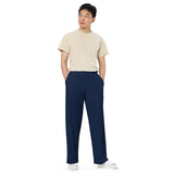 Plain blue stylish comfy unisex wide-leg pants