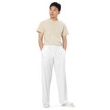 Plain white unisex comfy wide-leg pants