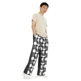 Geometric pattern comfy style unisex wide-leg pants