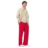 Plain bright red comfy unisex wide-leg pants