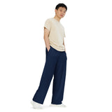 Plain blue stylish comfy unisex wide-leg pants