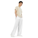 Plain white unisex comfy wide-leg pants