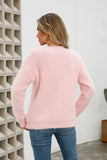 Dropped Shoulder Round Neck Fuzzy Sweater