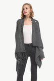 One-Button Tassel Tie Asymmetrical Hem Cardigan