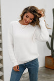 Dropped Shoulder Round Neck Fuzzy Sweater