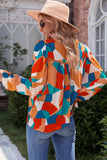 Geometric Flounce Sleeve Blouse