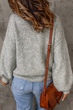 Heathered Balloon Sleeve Rib-Knit Sweater