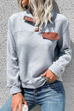 Contrast Ribbed Quarter-Snap Sweatshirt