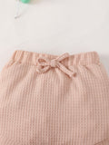 Baby Girl Waffle-Knit Tie-Shoulder Top and Shorts Set