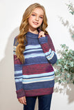 Girls Striped Cowl Neck Top with Pockets