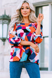 Geometric Flounce Sleeve Blouse