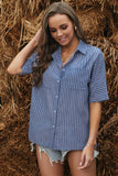 Striped Button-Front Half Sleeve Shirt