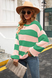 Striped Balloon Sleeve Knit Pullover